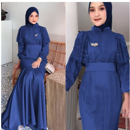 DRESS CELINNE FASHION PAKAIAN WANITA GAMIS MAXY MAXI BAHAN BRUKAT MALIKA