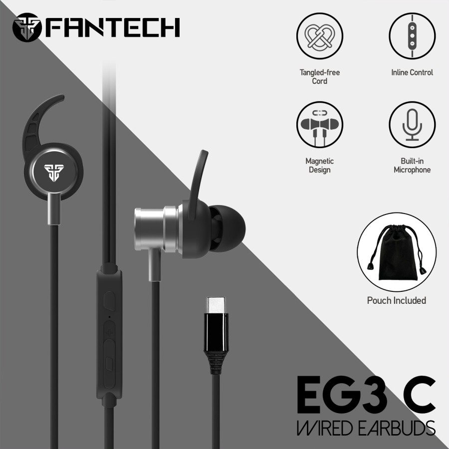 Fantech Earphone TYPE C EG3 Earbuds Premium Alluminium Alloy Magnetic