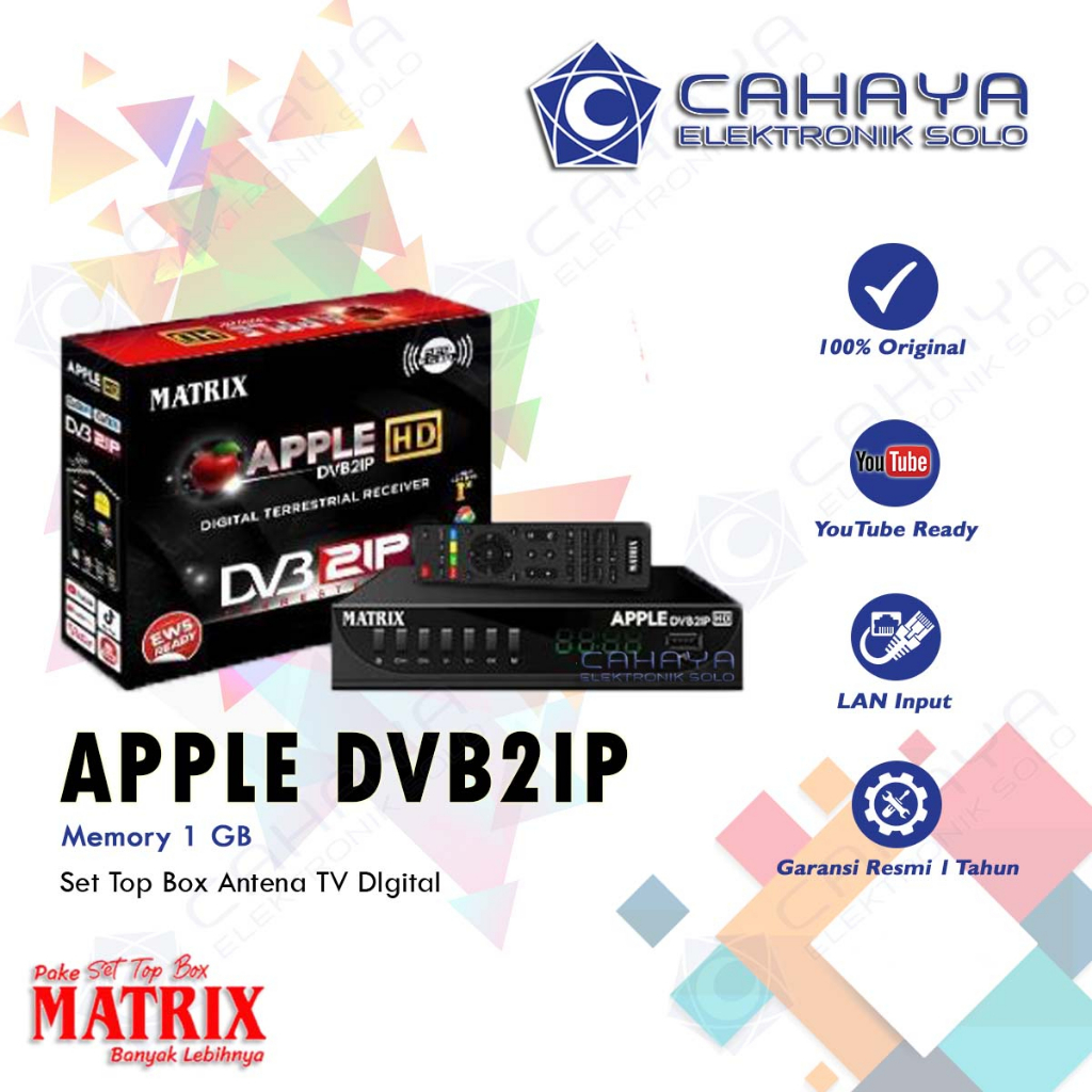 Set Top Box Matrix Apple DVB2IP STB RAM 1 Gb GigaBits 128mb Memory Antena Digital ASO Apel Merah