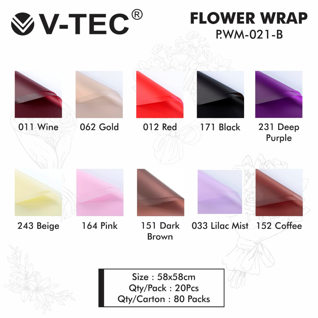 20 Pcs Flower Wrapping Cellophane Warna Polos PWM-021B - Kertas Buket Bunga