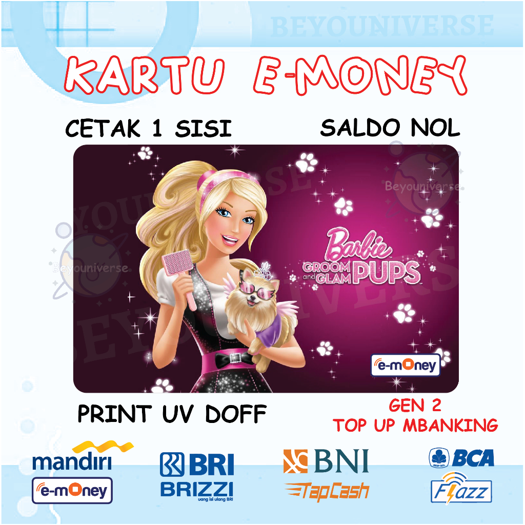 Emoney Custom Etoll Gambar Boneka Bisa Custom Nama Cute Kids Anak Pink Kartu Mandiri E-money E-toll 