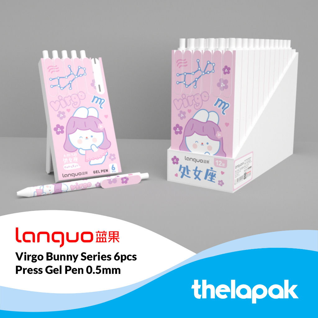 

Pulpen Gel 0.5mm Set 6pcs Languo Zodiac Bunny Virgo Pen Tinta Hitam
