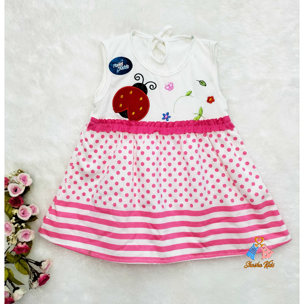 [M-015] Baju Bayi Perempuan/Dress Bayi Perempuan Planet Kids cantik motif bunga 0-3 bln
