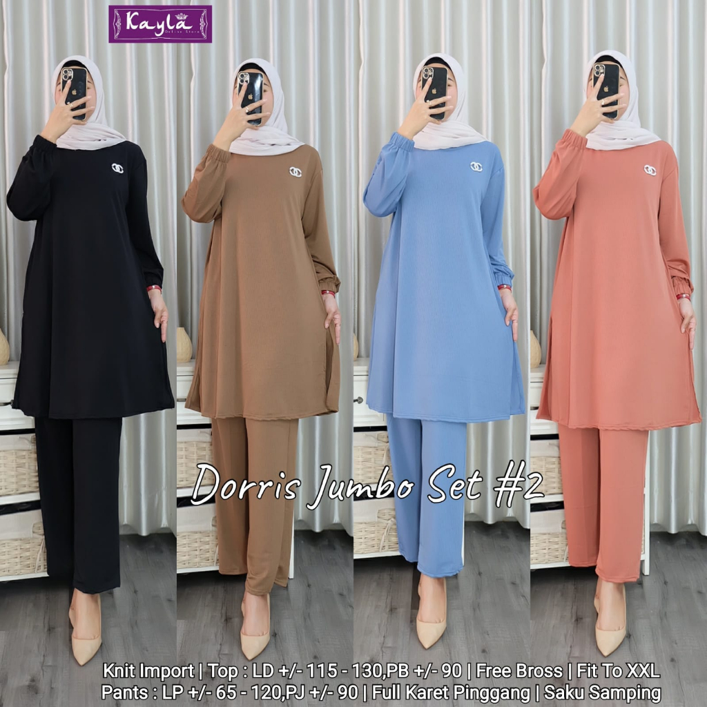 DORRIS JUMBO SET#2 BY KAYLA BAHAN KNIT RAJUT IMPORT SETELAN TUNIK PANTS KULOT PLAIN