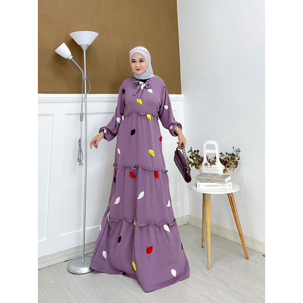 Dress Elisha Maxy Cey Bordir Gamis Cringkel