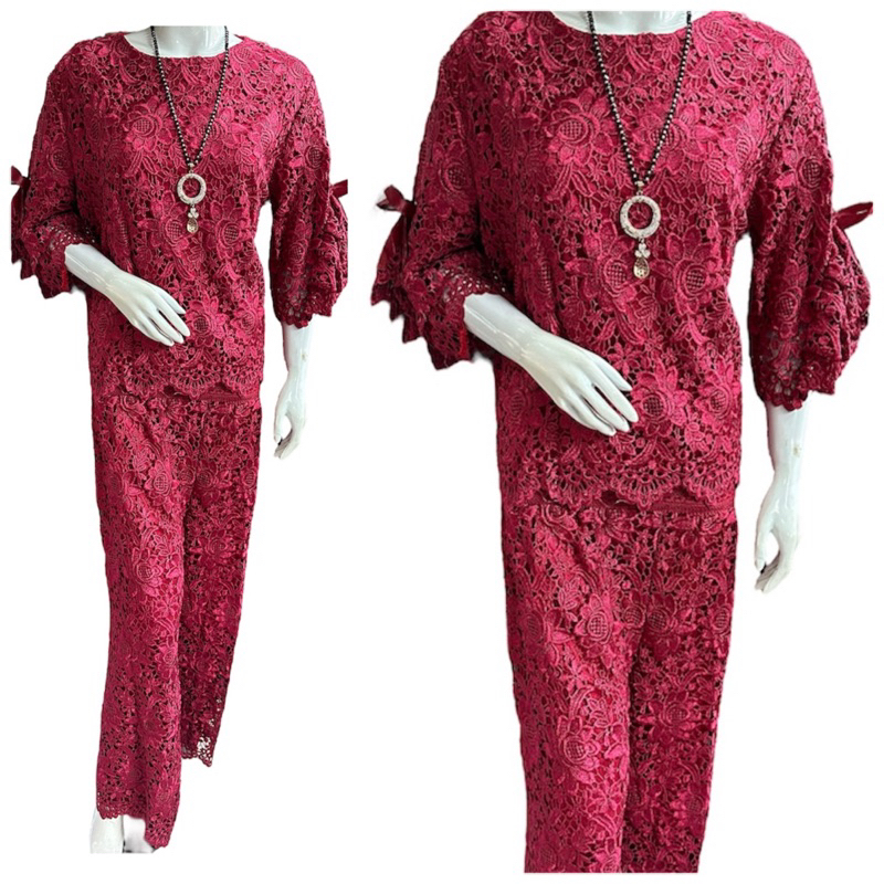 St 8311 SETELAN SET KULOT  WANITA LD 100-108 BLOUSE BAJU BRUKAT FULL BROKAT RENDA WANITA PESTA KONDA