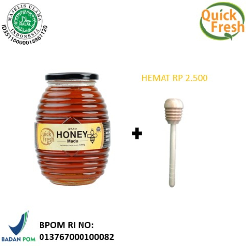 

[FREE HONEY DIPPER 13.8cm] Quick Fresh Honey / Madu 1kg Jar