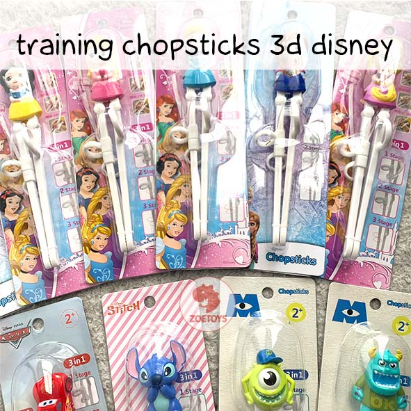 Zoetoys Training Chopsticks 3D Disney Frozen Elsa | Alat Makan Belajar Latihan Anak Disney Cars Princess Mickey Cinderella balita