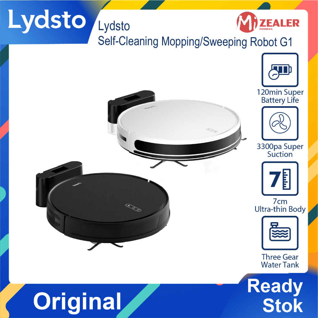 Lydsto G1 3300Pa Robot Vacuum Mop Combo Sweeping Robot Penyedot Debu Sapu Pel Vakum-black