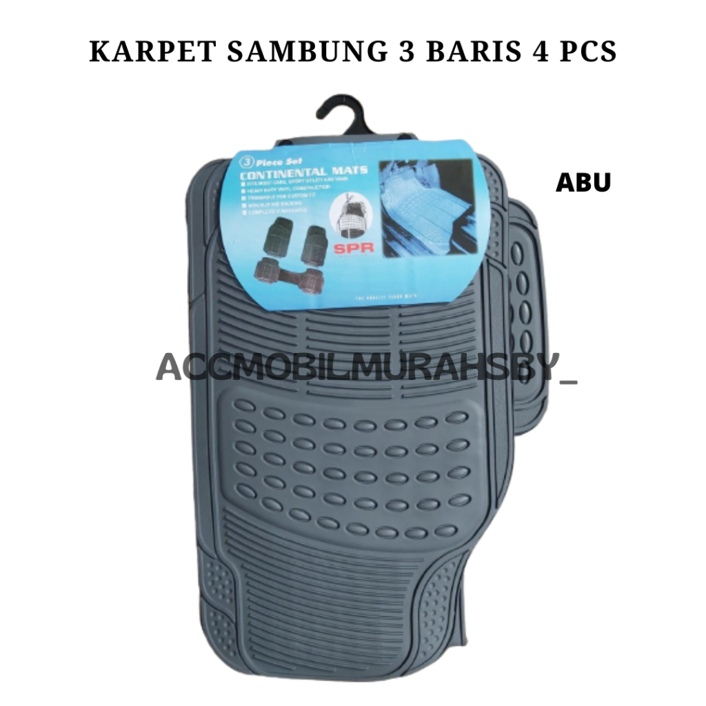 Karpet Mobil Bahan Karet 3 Baris / 4 Potong Universal Black ,Abu &amp; Beige karpet universal alas mobil