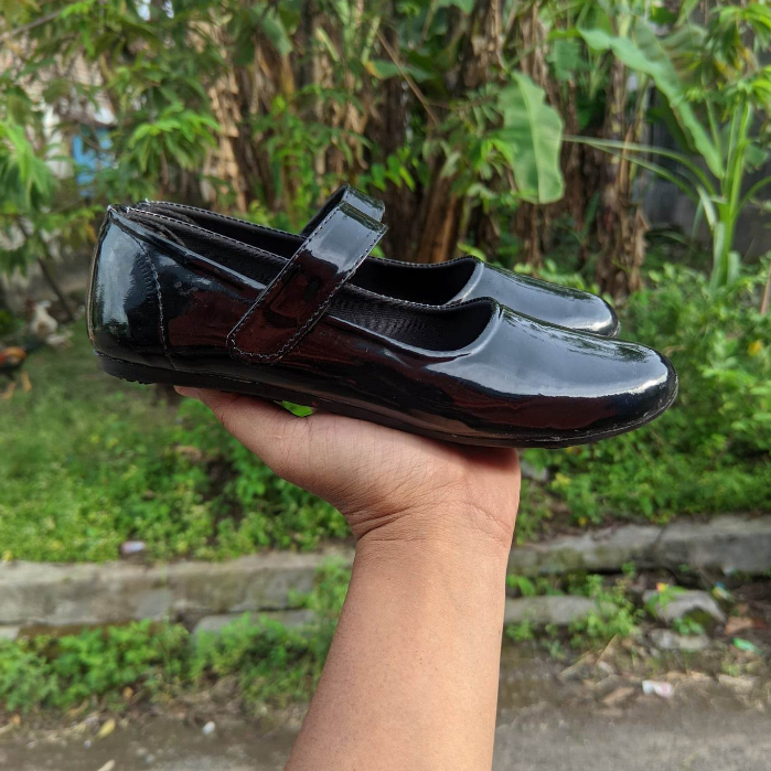 SAKAKI - Sepatu Anak Sekolah Paskibra Glossy Ukuran 31-35 Flatshoes Anak Paskib Perempuan Sepatu balet Shiny Anti Slip