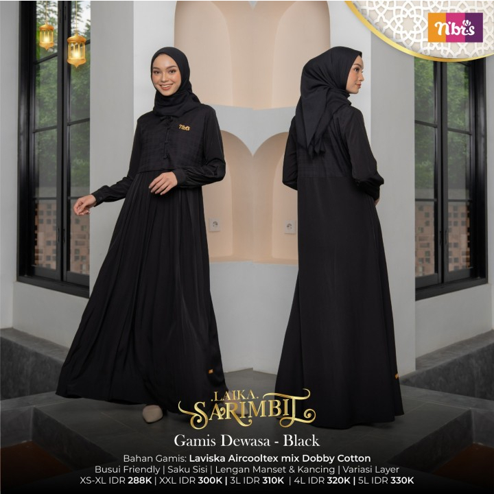 BISA COD - NIBRAS SARIMBIT LAIKA BLACK TERBARU FASHION MUSLIM COUPLE SARIMBIT NIBRAS