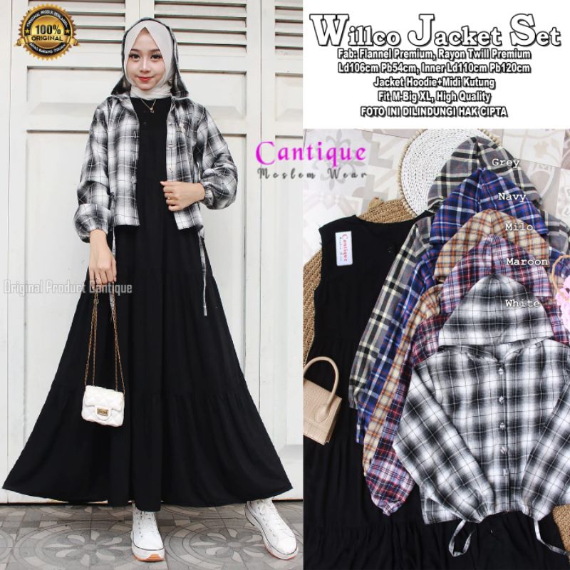 WILLCO JACKET SET BY CANTIQUE/INNER GAMIS + OUTER JACKET FLANEL KOTAK-KOTAK IMPORT HALUS NYAMAN/INNE