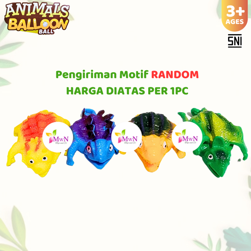 MWN Animal Balon Tiup Binatang Karet Bentuk Dino