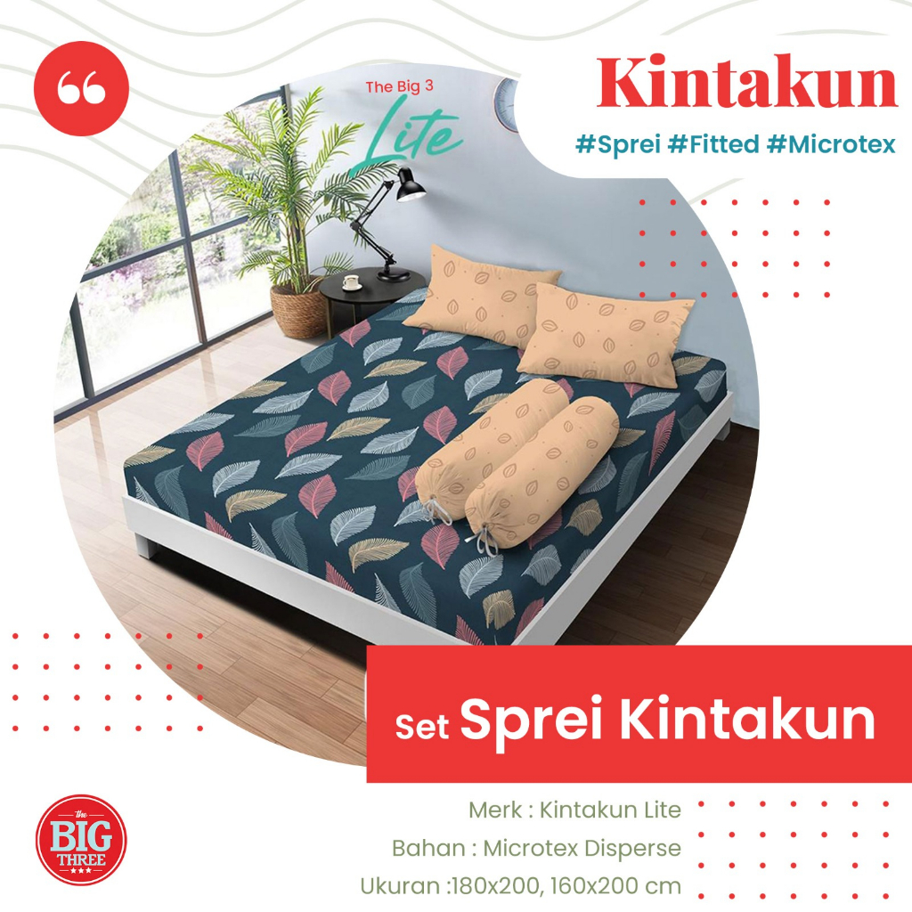 Kintakun Lite Sprei 180x200 / 160x200 motif Aruna Alora Adrian Belinda Darwin David Dakota Gabriel Margot Rafael Troy Grania Renata Stanley Zenovia Riana Renata Oriel Irmadel   -  King Queen 180 160 SP
