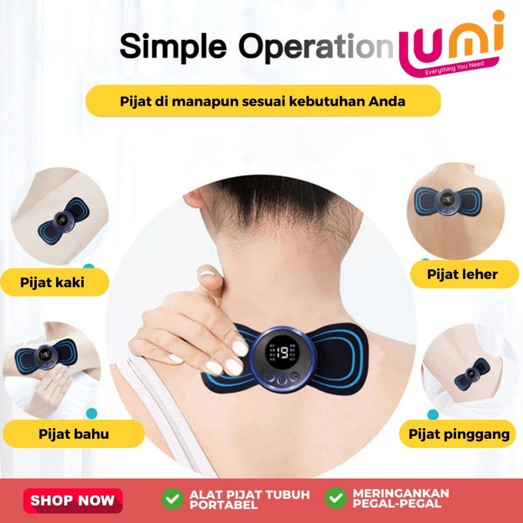 EMS Cervical Elektrik Pemijat Leher Alat Refleksi Pijat Otot Bahu Punggung Kepala Portable Gel Pad Patch Neck Massager Terapi