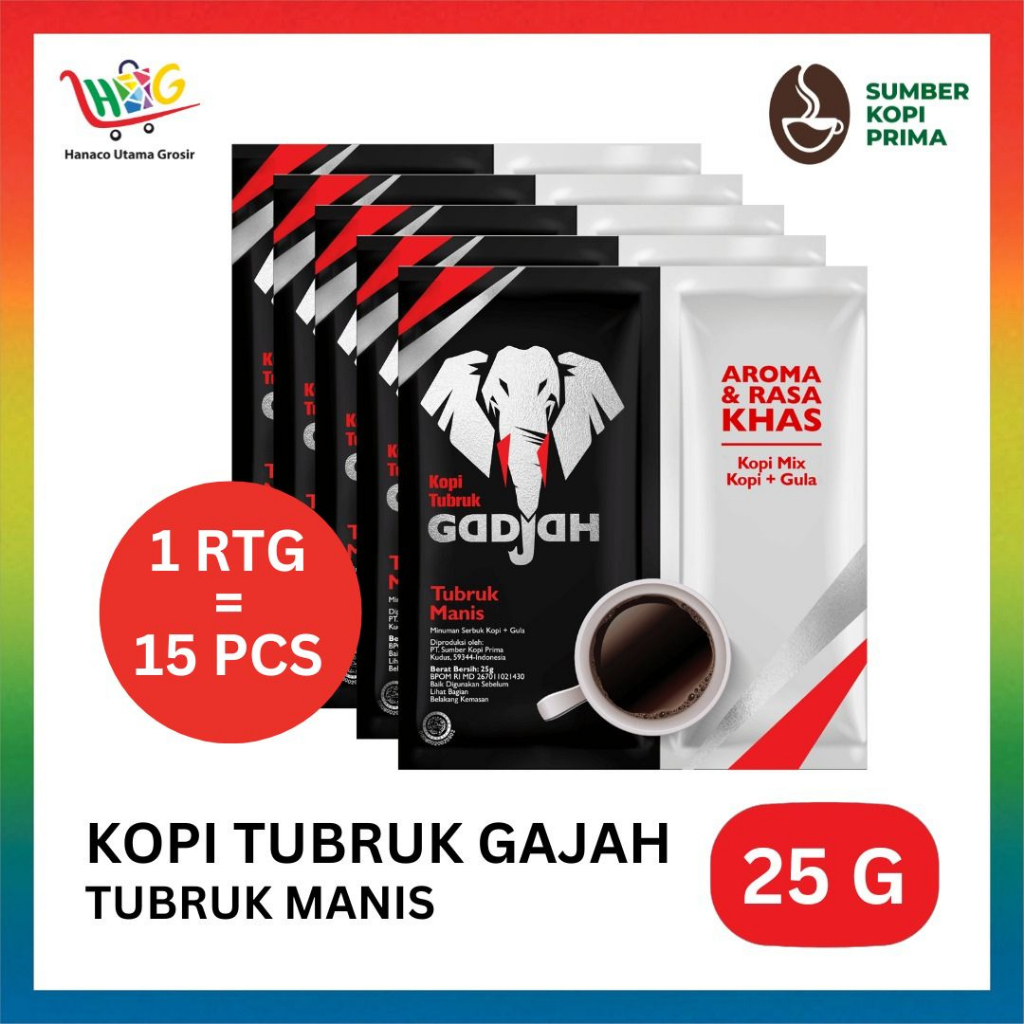 Kopi Tubruk Gadjah Manis / Bubuk Kopi Hitam + Gula 10 x 25g [ 1 RTG ]