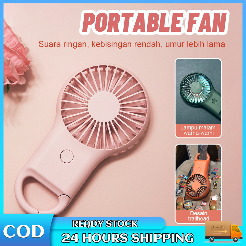 Kipas Angin Mini Portable Recharge / Mini Fans Exquisite Fahion/ The Roku Mini Fan dengan Gesper dan Cahaya Berwarna-warni