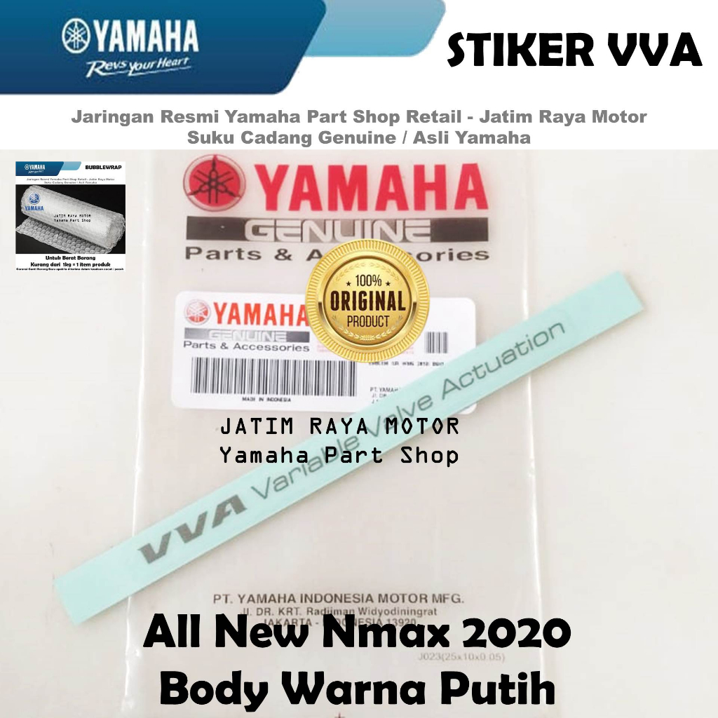 Emblem Logo Stiker VVA Body Warna Putih All New Nmax N Max ABS NON ABS 2020 Asli Yamaha Surabaya