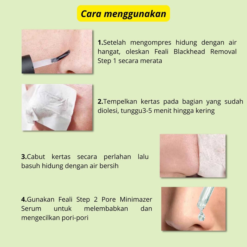 (RM) FEALI Blackhead Remover Mask Step1 Peel Off Free Kertas &amp; Step2 Pore Serum / PENGHILANG KOMEDO