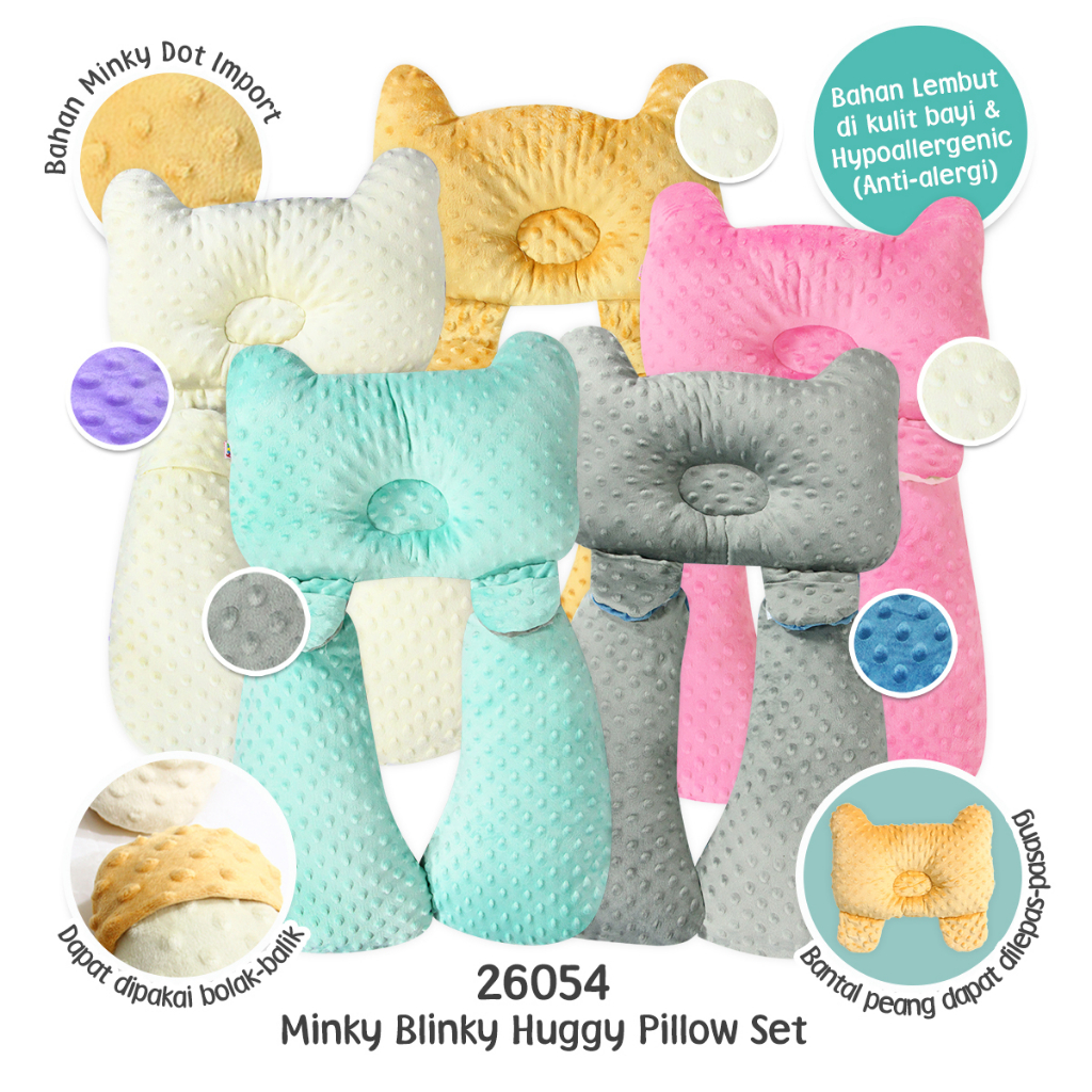 Kiddy Minky Blinky Huggy Pillow Set/ Bantal Peyang Bayi/ Bantal Bayi Multifungsi / 26054