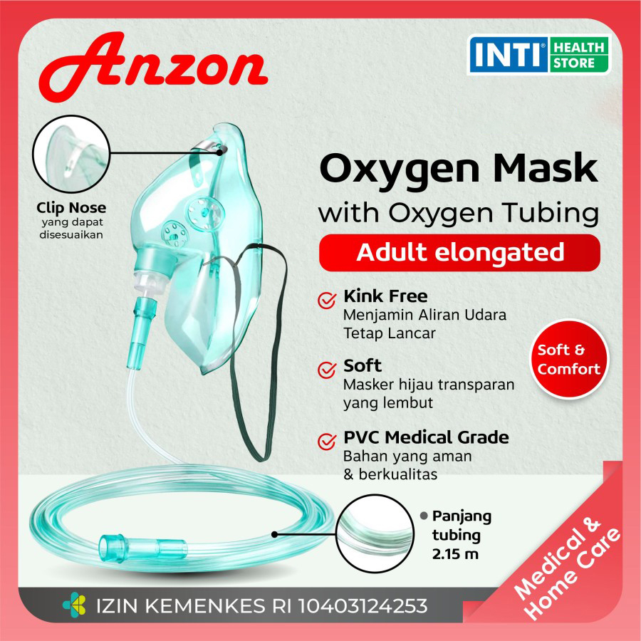 Anzon | Oxygen Mask | Masker Oksigen | Oxygen Mask With Oxygen Tubing