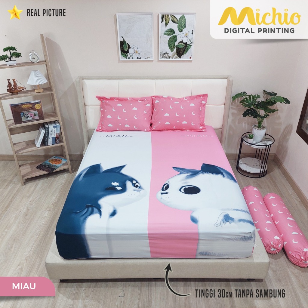 Michio Digital Printing Sprei Uk 160/180 T 30 - Miau