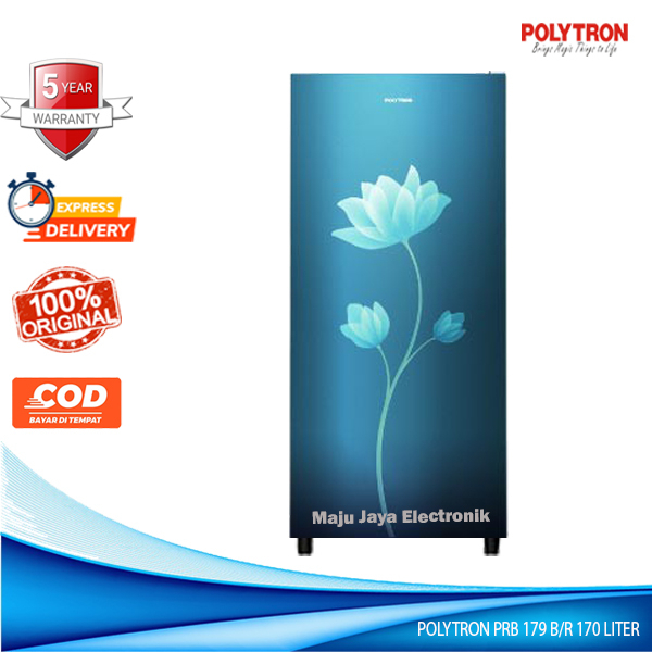 Kulkas 1 Pintu POLYTRON PRB 179 B/R 170 Liter Metal Door Semi Defrost