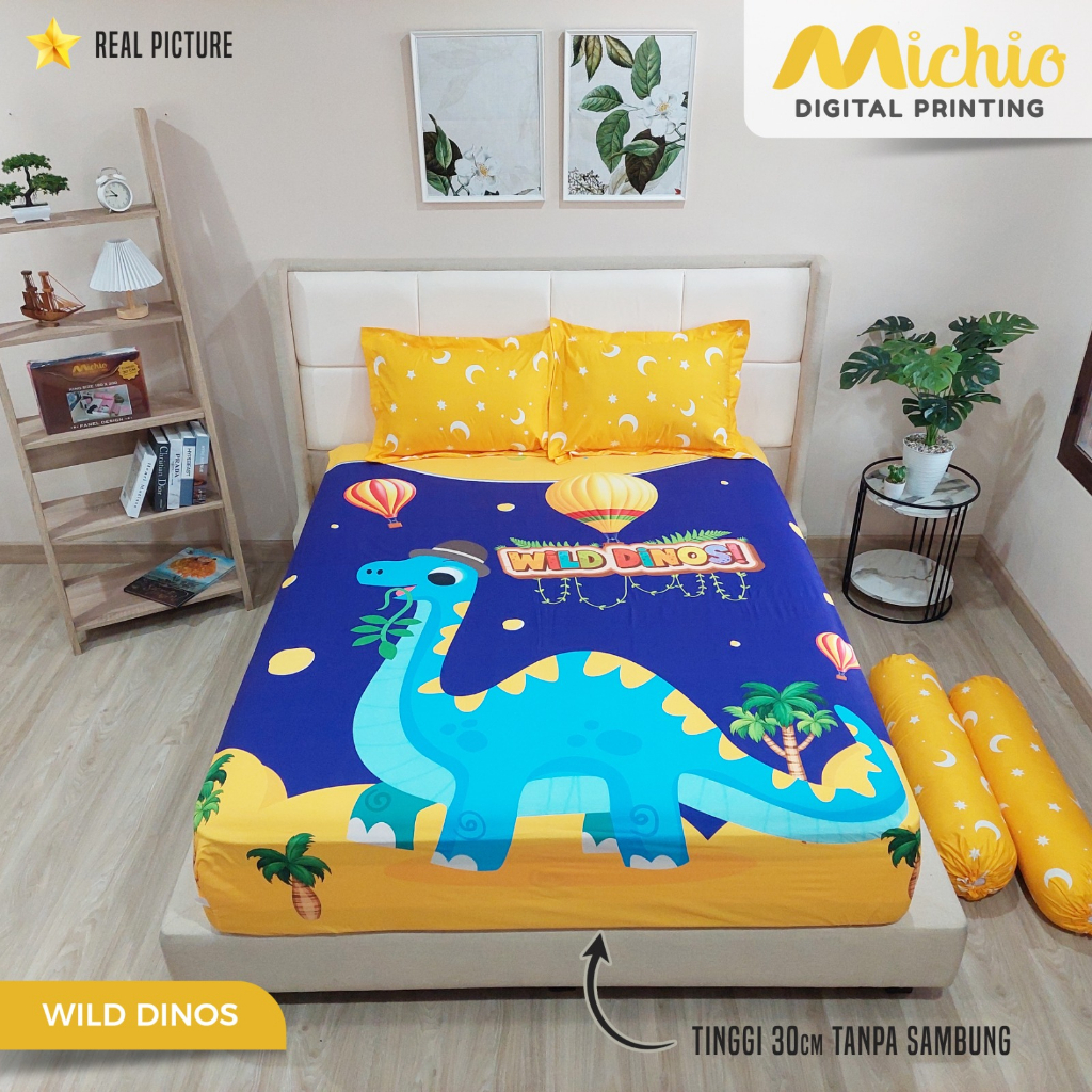 Michio Digital Printing Sprei Uk 160/180 T 30 - Wild Dinos