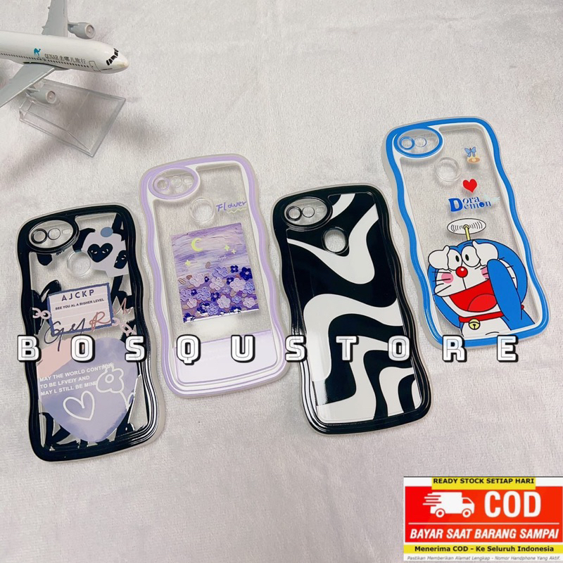 SOFTCASE GELOMBANG/ WAVE OPPO A12/ A11K/ A7/ A5S/ A3S/ A1K/ A9 2020/ A5 2020/ A31 2020/ F1S/ F9/ RENO 5/ RENO 6/ RENO 7 4G/ RENO 7Z/ RENO 8 4G/ RENO 8Z/ CASING WAVY PROTECTOR CAMERA MOTIF DORAEMON/ FLOWER/ ZEBRA/ LOVE BLACK