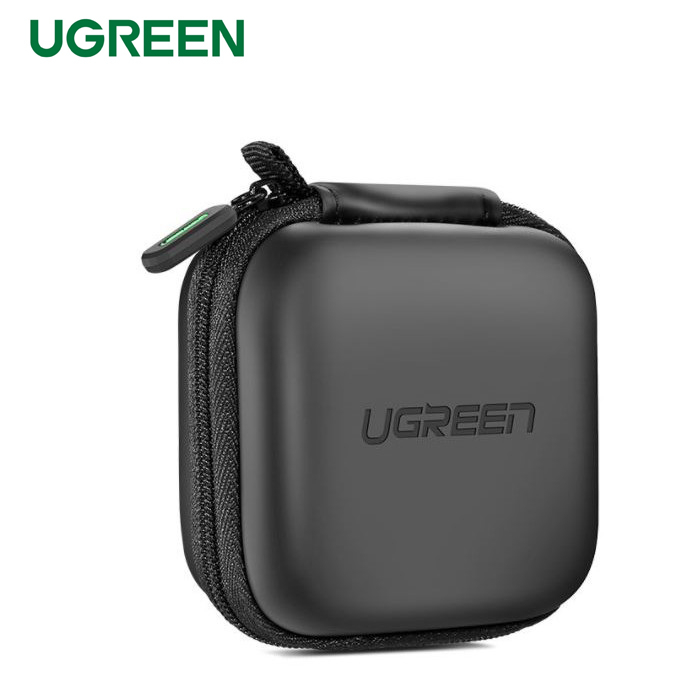UGREEN ORIGINAL Earphone Case Pouch Black Eva Bag Tempat Headset Kabel Charger Flashdisk FD Flash Disk Kotak Kecil Organizer Storage Waterproof Anti Air Ori Water Proof