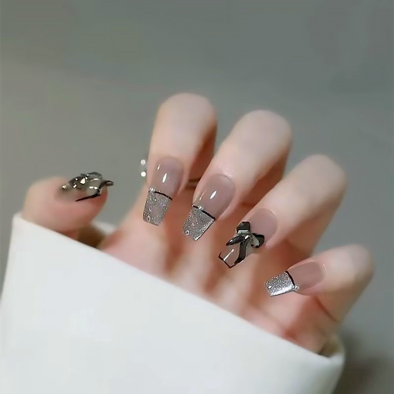 Kuku Palsu 【B144，lem cair】Nikah kuku Wedding False Nailart Pengantin Tangan