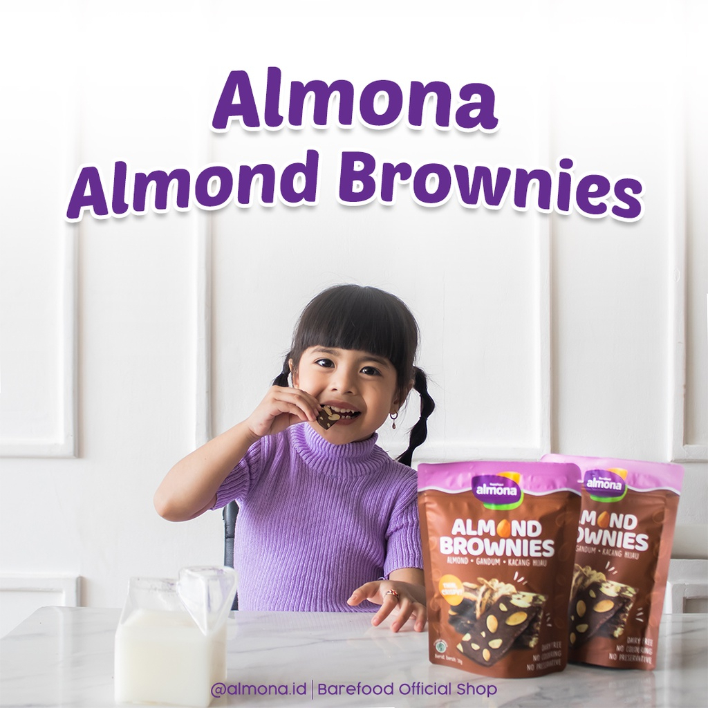 Barefood Almona Almond Brownies - Asi Booster - Cemilan Busui - Brownies Tipis - Snack Sehat