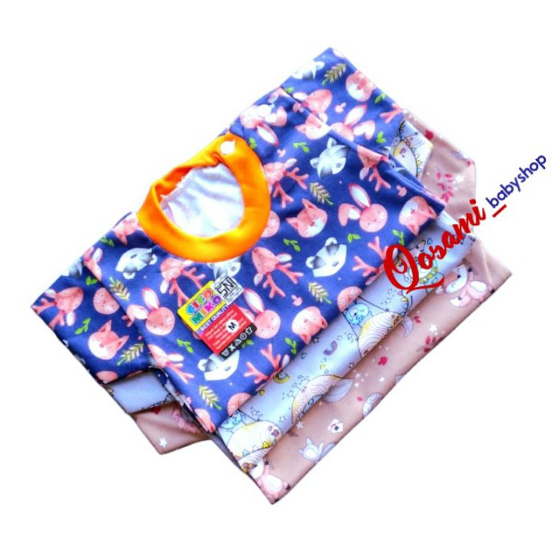 CIKO MIKO 3 pcs Kaos Oblong Pendek Bayi Motif Uk S M L XL SNI