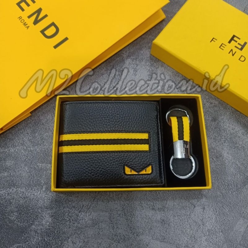 Dompet Fendi Leather Embos Dompet Lipat Kulit Asli Import