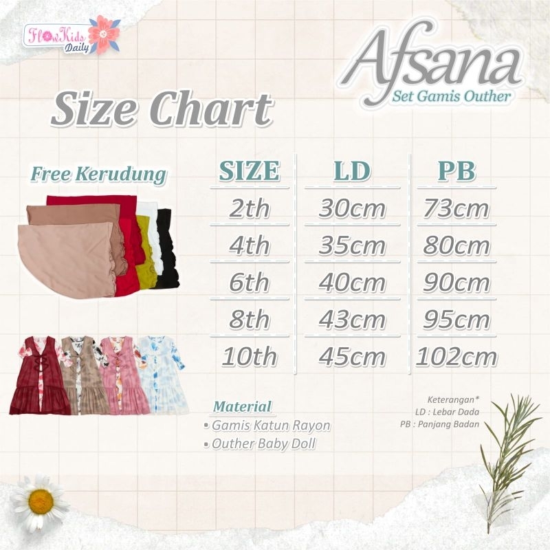 AFSANA SET GAMIS OUTHER FLOWKIDS DAILY Gamis Flower Kids set hijab