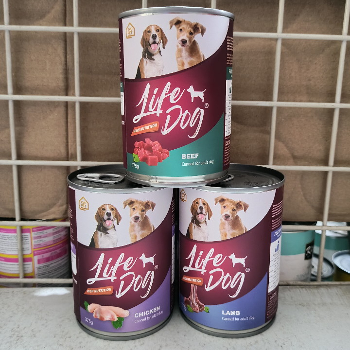 GRAB/GO-JEK ( 24 KALENG / 1 DUS ) Makanan Anjing Life Dog Kaleng All Variant Adult 375G Wet Food
