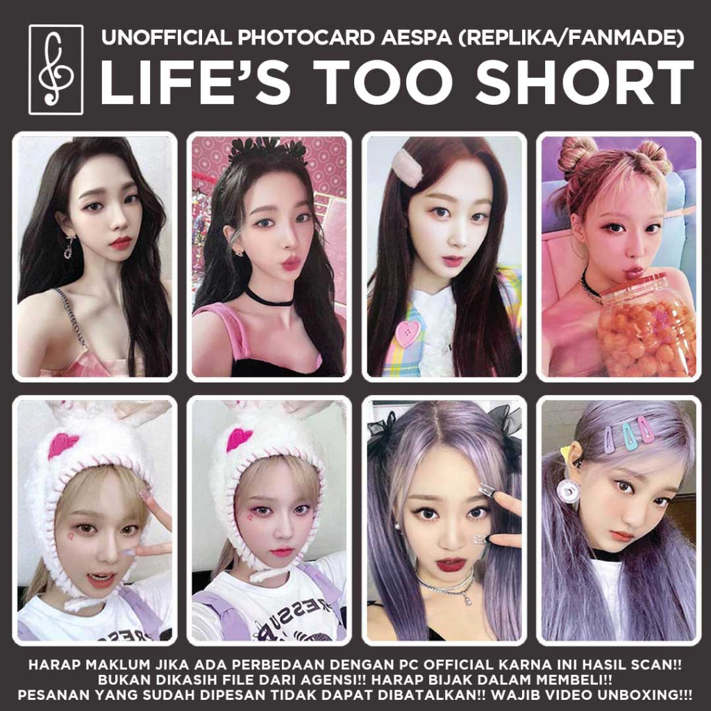 [REPLIKA AESPA] LIFE'S TOO SHORT PHOTOCARD UNOFFICIAL