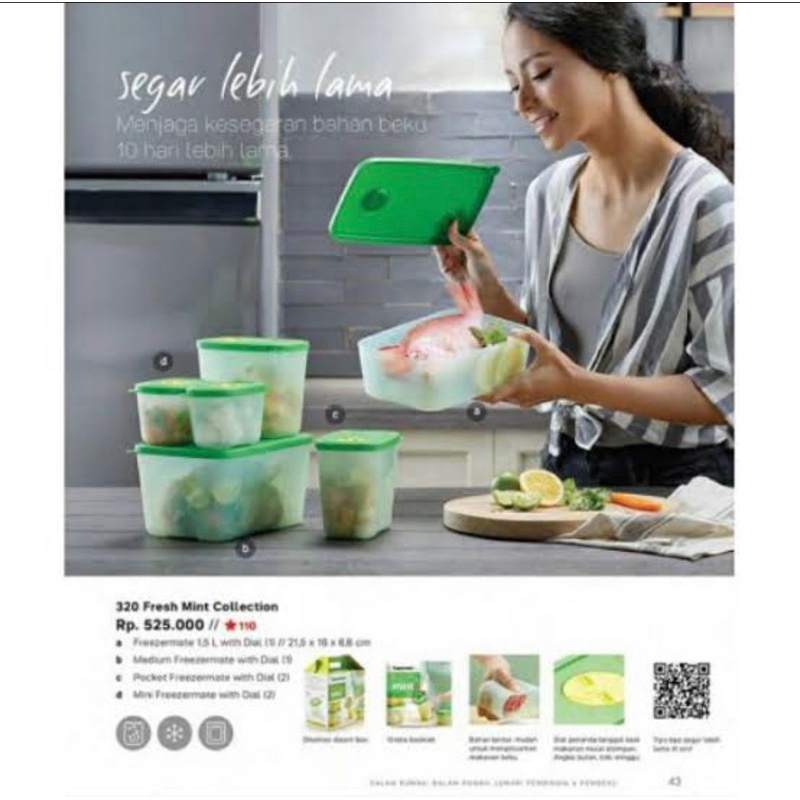 Tupperware Fresh Mint Collection Tempat Penyimpanan makanan