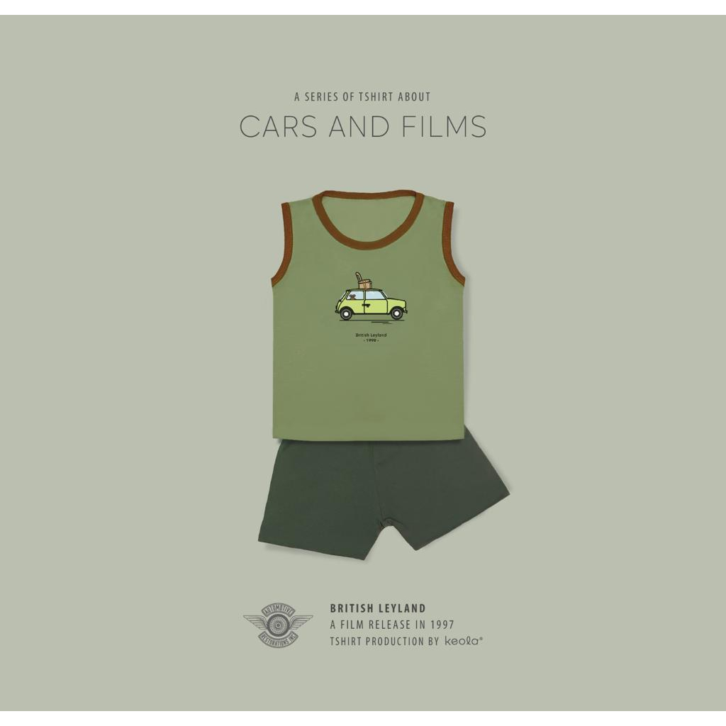 KEOLA - Setelan Sleeveless Shirt Cars Film Usia 1 – 6 Tahun / Setelan Kutung Anak Kasual Mobil dan Film Premium Kekinian terbaru