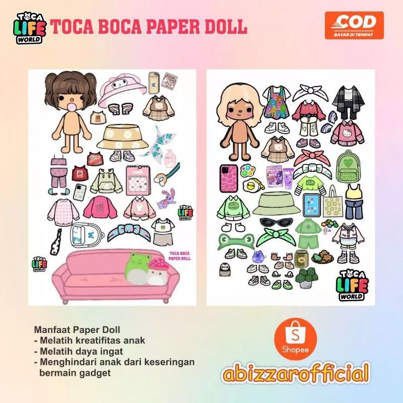 BP BPAN mainan edukasi anak toca boca paper doll tempel & gunting sendiri