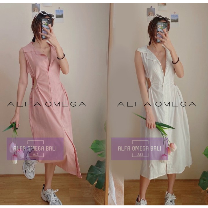 Dress Wanita Linen Kasual dress santai Premium Promo!