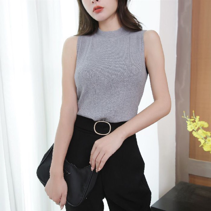 Turtleneck Wanita (T94) import 100% Tanktop Rajut Tengtop Impor Tank Top Import Blouse Korean Lexbong Knit Premium