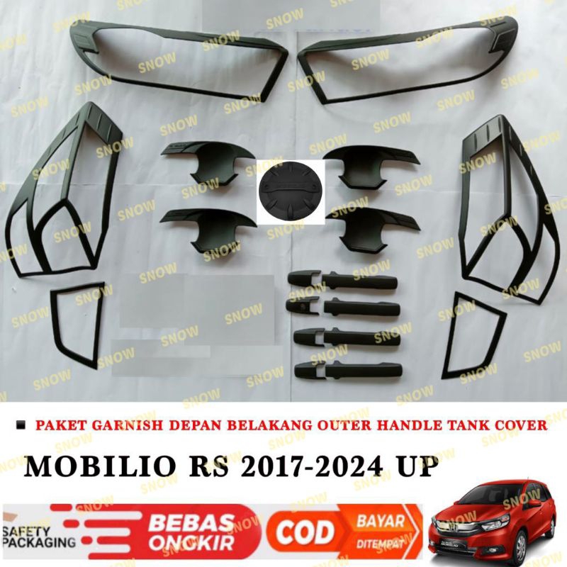 Paket Garnish Depan Belakang Outer Handle Tank Cover Mobilio Rs 2017 2022 2023 2024 Hitam Chrome