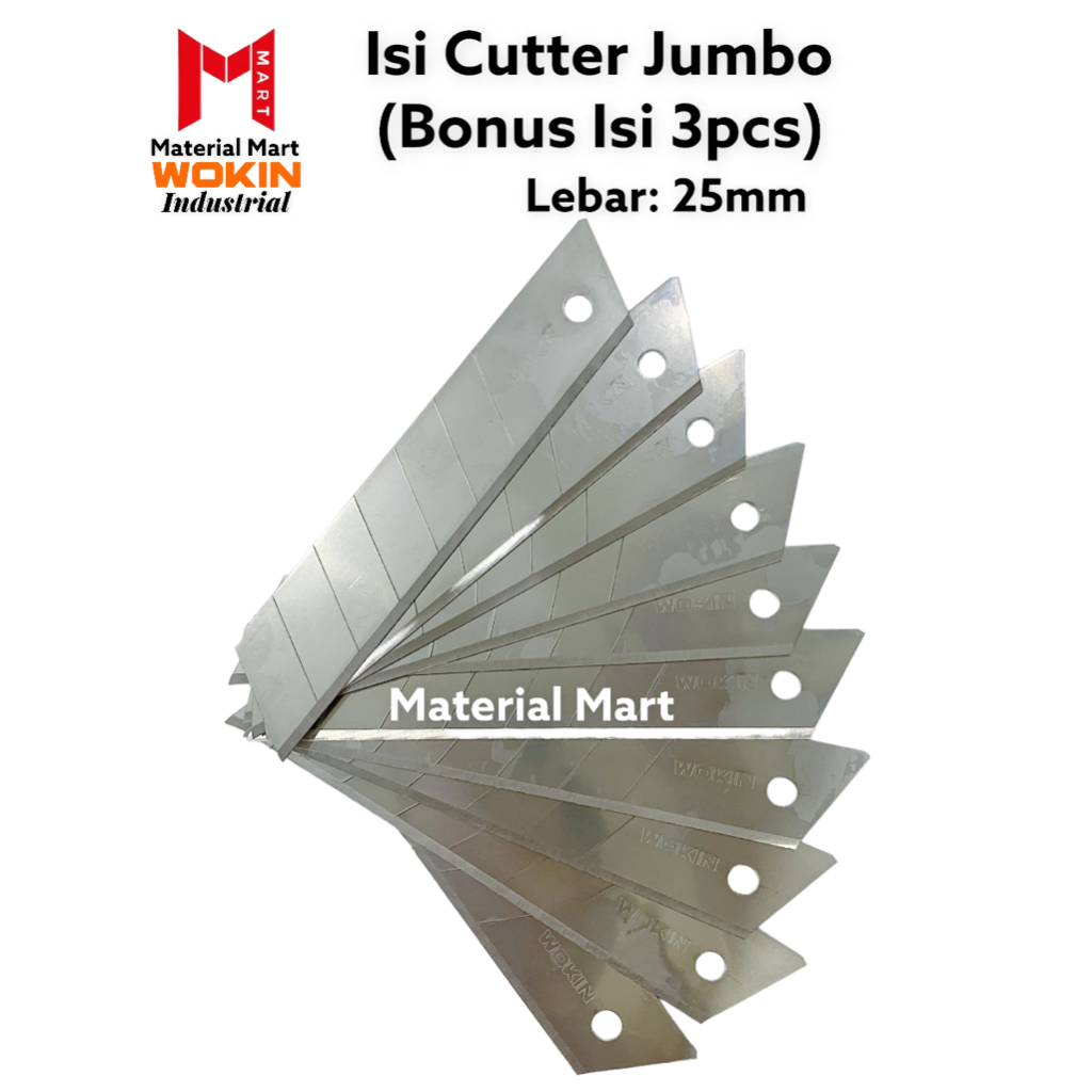 Pisau Cutter Wokin 25mm Besar | Isi Cutter 25 mm Jumbo | Refill Cutter Wokin Besar | Utility Cutter Wokin Jumbo | Alat Pemotong Kertas Besar | Material Mart