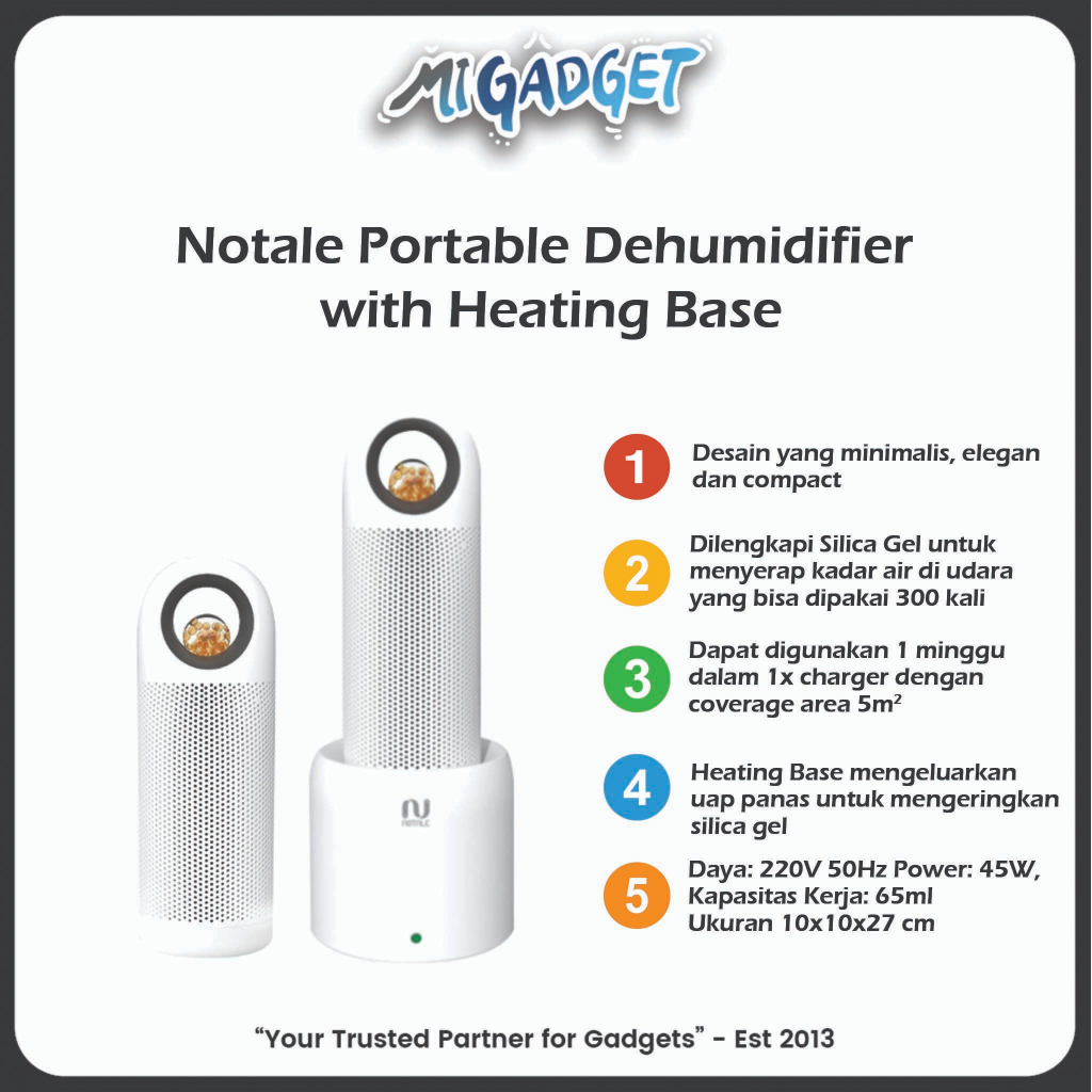 Notale Portable Dehumidifier Dryer Serap Kelembapan with Heating Base