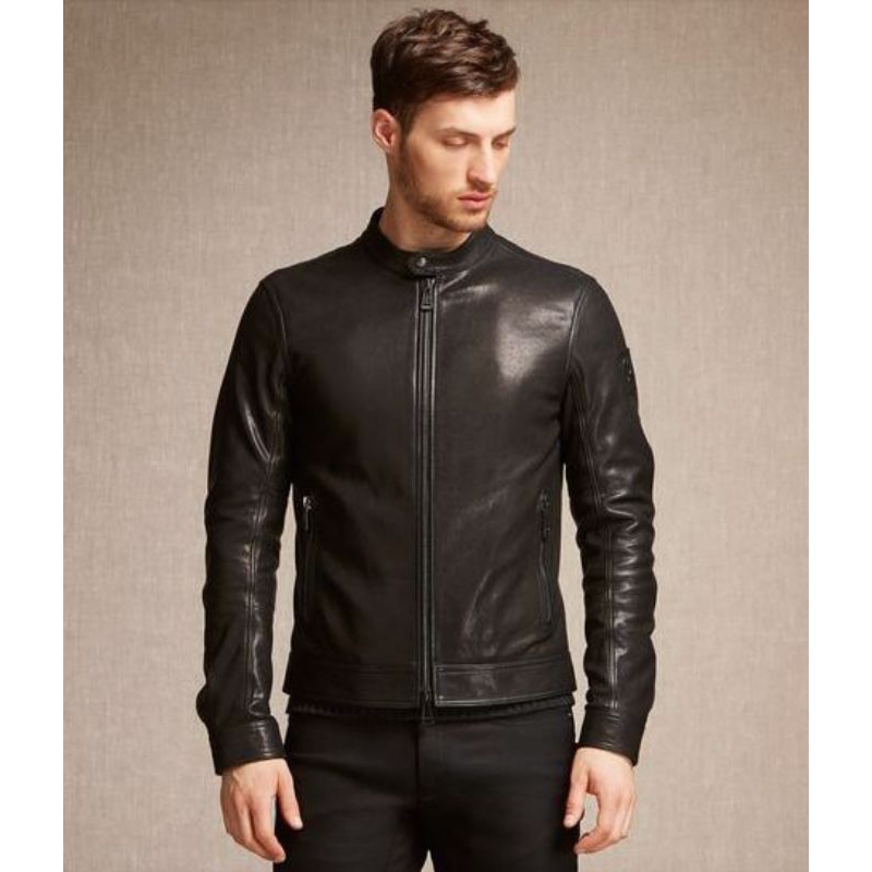 jaket kulit pria asli domba - jaket kulit original warna hitam premium