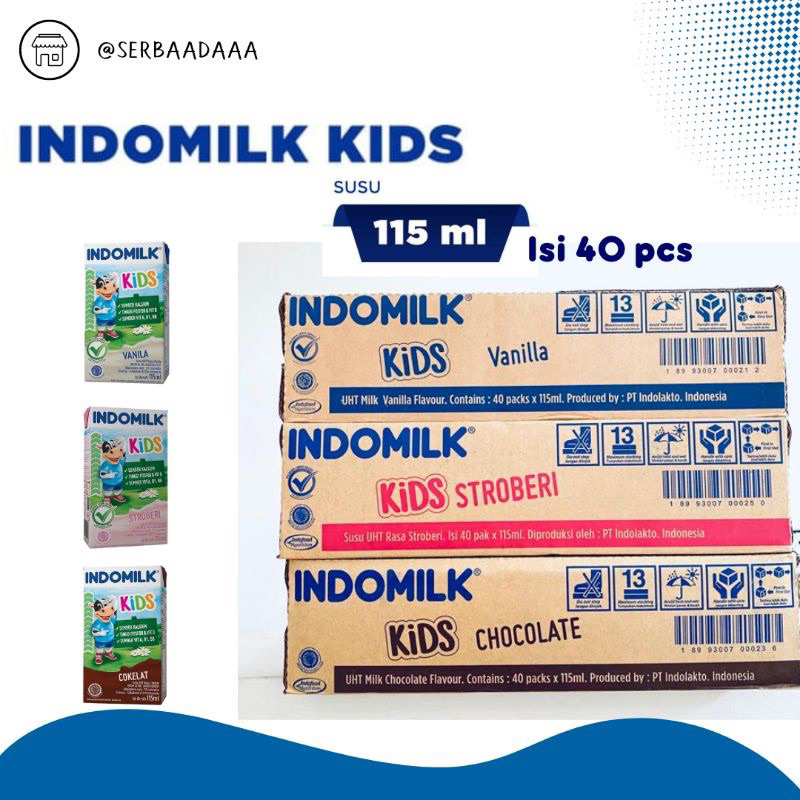 

Susu Indomilk Kids UHT Cokelat | Strawberry | vanilla | Fullcream Isi 40 Pcs Kartonan