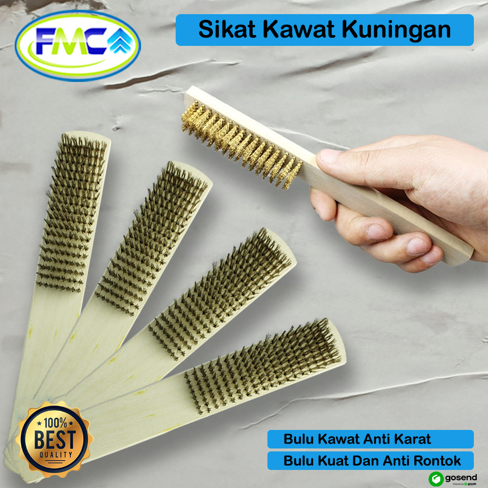 Sikat Kawat Baja Kuningan Halus Wire Brush Gagang Kayu Premium Quality Kuat