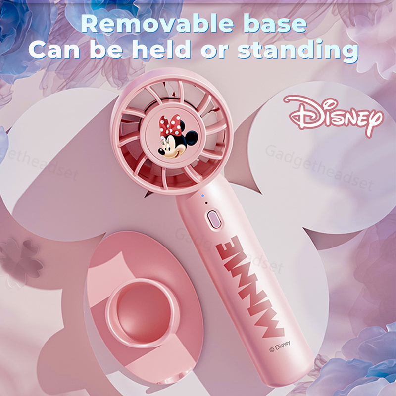 100% Disney Kipas Angin Mini Portabel Fan 3-Speed Angin Dukungan dasar yang dapat dilepas ponsel Kipas genggam USB